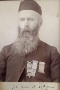 John W. Gibbs Priv.; res. Ware; farmer;  enl. Oct. 10, 1861; must. Nov. 20, 1861; missing May 1, 1864, near Alexandria, La.; gained Sept. 30, 1864; must. out Nov. 19, 1864 as Corpl. (Image courtesy of Westfield Athenaeum)